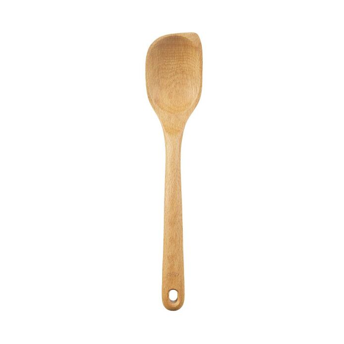 OXO Wooden Corner Spoon with its straight-sided head